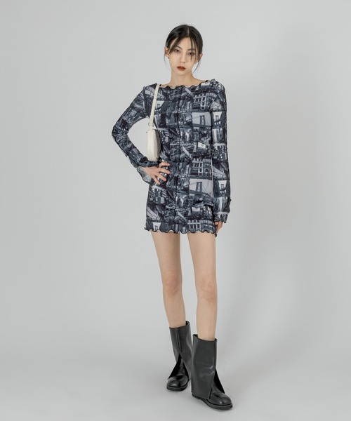 FOLLOWIN（フォロウィン）の「【FLW MADE/WOMAN】プリント ストレッチワンピース（ワンピース・レディース・アイボリー/ブラック/バーガンディー・FREE）」の16枚目の写真