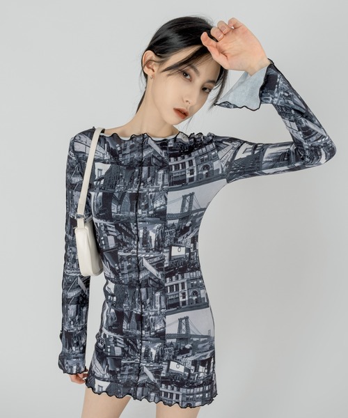FOLLOWIN（フォロウィン）の「【FLW MADE/WOMAN】プリント ストレッチワンピース（ワンピース・レディース・アイボリー/ブラック/バーガンディー・FREE）」の20枚目の写真