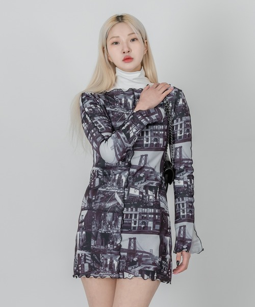 FOLLOWIN（フォロウィン）の「【FLW MADE/WOMAN】プリント ストレッチワンピース（ワンピース・レディース・アイボリー/ブラック/バーガンディー・FREE）」の13枚目の写真