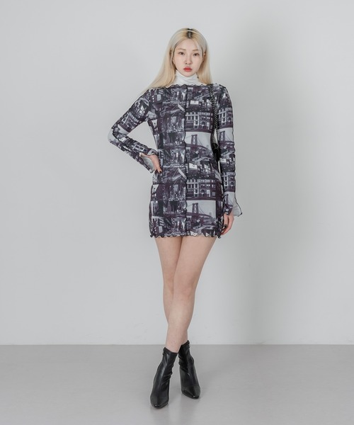 FOLLOWIN（フォロウィン）の「【FLW MADE/WOMAN】プリント ストレッチワンピース（ワンピース・レディース・アイボリー/ブラック/バーガンディー・FREE）」の18枚目の写真