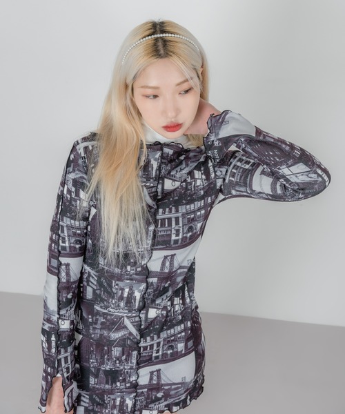 FOLLOWIN（フォロウィン）の「【FLW MADE/WOMAN】プリント ストレッチワンピース（ワンピース・レディース・アイボリー/ブラック/バーガンディー・FREE）」の10枚目の写真