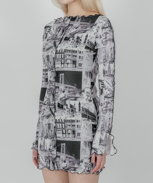FOLLOWIN（フォロウィン）の「【FLW MADE/WOMAN】プリント ストレッチワンピース（ワンピース・レディース・アイボリー/ブラック/バーガンディー・FREE）」の14枚目の写真