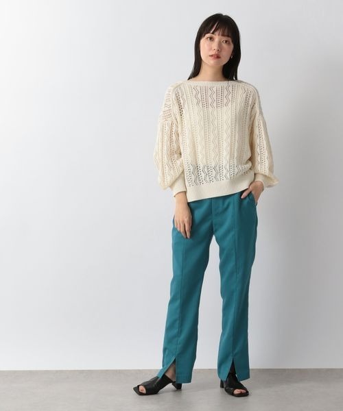 LOWRYS FARM（ローリーズファーム）の「２ＷＡＹスカシスキッパーカーディガン　270245（カーディガン/ボレロ・レディース・オフホワイト/ブラック/グリーン/イエロー・FREE）」の6枚目の写真