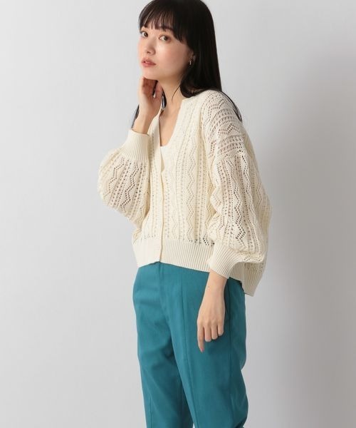 LOWRYS FARM（ローリーズファーム）の「２ＷＡＹスカシスキッパーカーディガン　270245（カーディガン/ボレロ・レディース・オフホワイト/ブラック/グリーン/イエロー・FREE）」の9枚目の写真