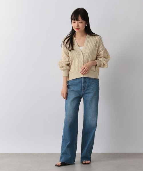 LOWRYS FARM（ローリーズファーム）の「２ＷＡＹスカシスキッパーカーディガン　270245（カーディガン/ボレロ・レディース・オフホワイト/ブラック/グリーン/イエロー・FREE）」の10枚目の写真