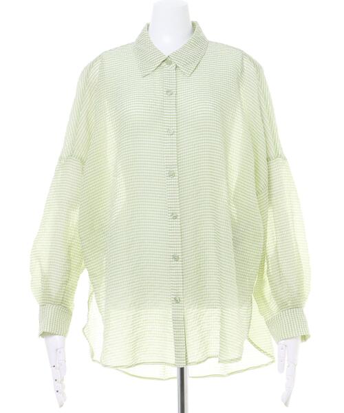 INGNI（イング）の「シアーギンガム／シャツ（シャツ/ブラウス・レディース・グリーン系5/ブラック×ホワイト/イエロー系7・M）」の4枚目の写真