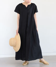 Ray BEAMS | Ray BEAMS / 麻 バック タック キーネック ワンピース(ワンピース)