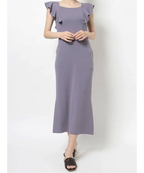 MERCURYDUO（マーキュリーデュオ）の「ラッフルスリーブマーメイド総針ニットワンピース（ワンピース・レディース・ブラウン/ベビーピンク/パープル・SMALL/MEDIUM）」の3枚目の写真