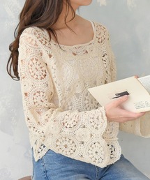 前後2wayかぎ針編み長袖プルオーバー