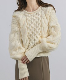NEUNA | 【大きな編地がこなれ感のあるニット。】クロップド丈/ショート丈ケーブルニット(ニット/セーター)