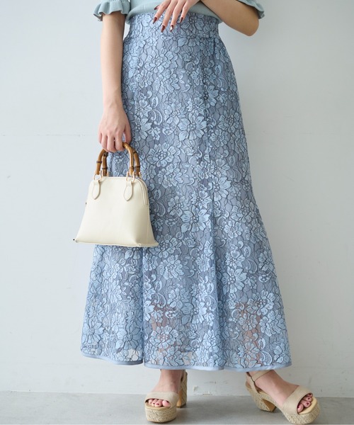 FREE'S MART（フリーズマート）の「【Sシリーズ対応】◆配色レースマーメイドスカート（スカート・レディース・ブラック/ベージュ/ブルー・SMALL/MEDIUM/X-SMALL）」の10枚目の写真