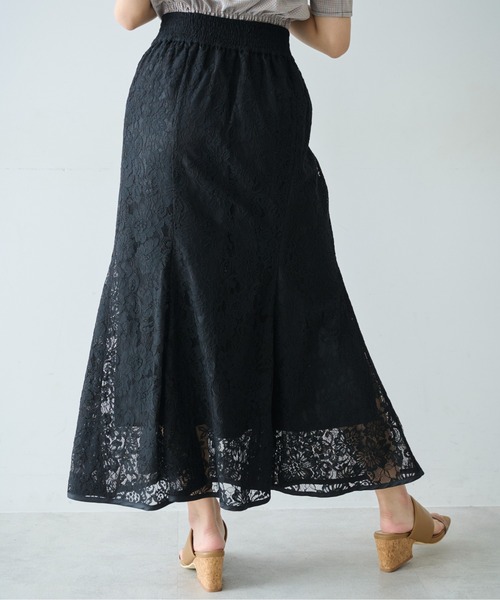 FREE'S MART（フリーズマート）の「【Sシリーズ対応】◆配色レースマーメイドスカート（スカート・レディース・ブラック/ベージュ/ブルー・SMALL/MEDIUM/X-SMALL）」の4枚目の写真