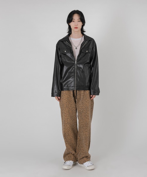 FOLLOWIN（フォロウィン）の「【UNISEX】フェイクフロントジッパージャケット（ライダースジャケット・メンズ・ブラック/クリーム・FREE）」の18枚目の写真