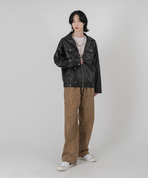 FOLLOWIN（フォロウィン）の「【UNISEX】フェイクフロントジッパージャケット（ライダースジャケット・メンズ・ブラック/クリーム・FREE）」の20枚目の写真