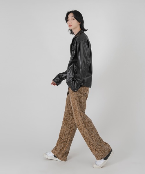 FOLLOWIN（フォロウィン）の「【UNISEX】フェイクフロントジッパージャケット（ライダースジャケット・メンズ・ブラック/クリーム・FREE）」の21枚目の写真
