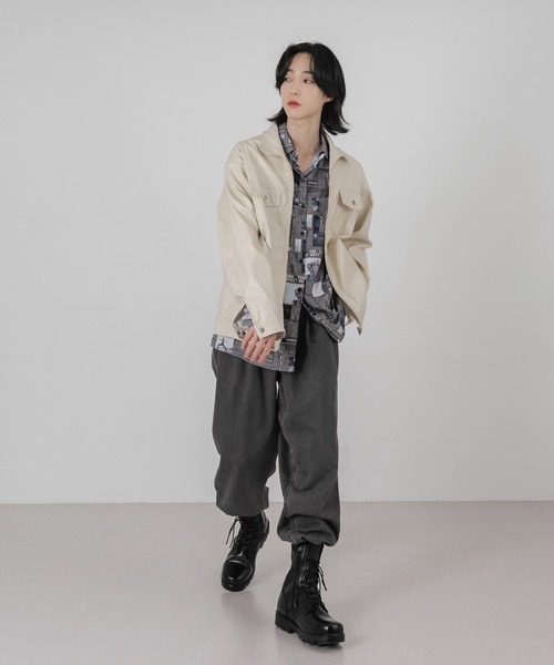 FOLLOWIN（フォロウィン）の「【UNISEX】フェイクフロントジッパージャケット（ライダースジャケット・メンズ・ブラック/クリーム・FREE）」の11枚目の写真