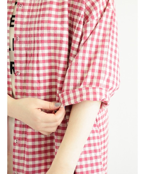 Samansa Mos2（サマンサ モスモス）の「ギンガムチェックピンタックワンピース（ワンピース・レディース・ブラック/ベージュ/グレー/ピンク・ﾌﾘ-）」の13枚目の写真