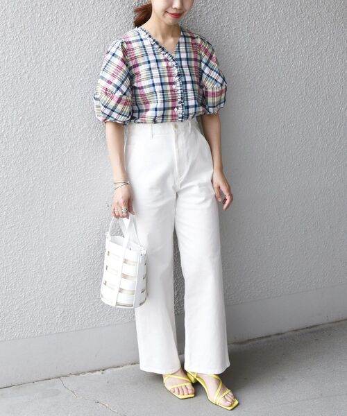 SHIPS any（シップス エニィ）の「SHIPS any:〈ウォッシャブル〉ピケ カーゴ パンツ◇（カーゴパンツ・レディース・ホワイト/ネイビー・38/36）」の16枚目の写真