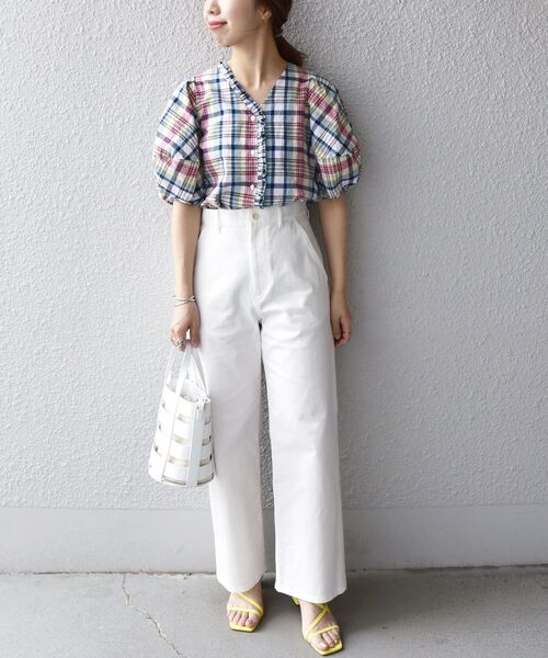 SHIPS any（シップス エニィ）の「SHIPS any:〈ウォッシャブル〉ピケ カーゴ パンツ◇（カーゴパンツ・レディース・ホワイト/ネイビー・38/36）」の17枚目の写真