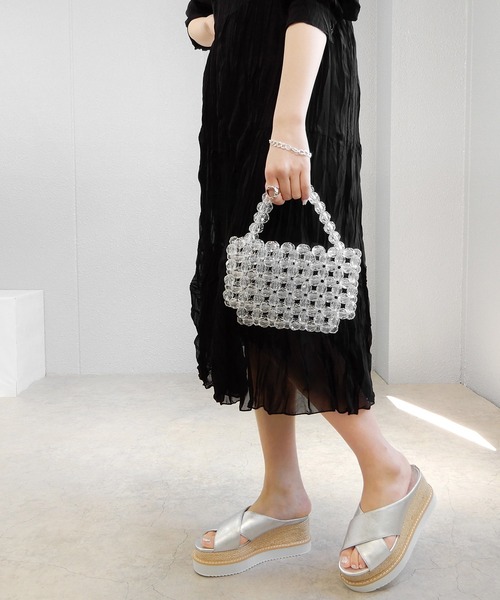 minia(ミニア)の「2層ウェッジメタリッククロスサンダル ◇(サンダル・レディース・ブラック/シルバー/ピンクゴールド・S/M/L/LL)」の13枚目の写真