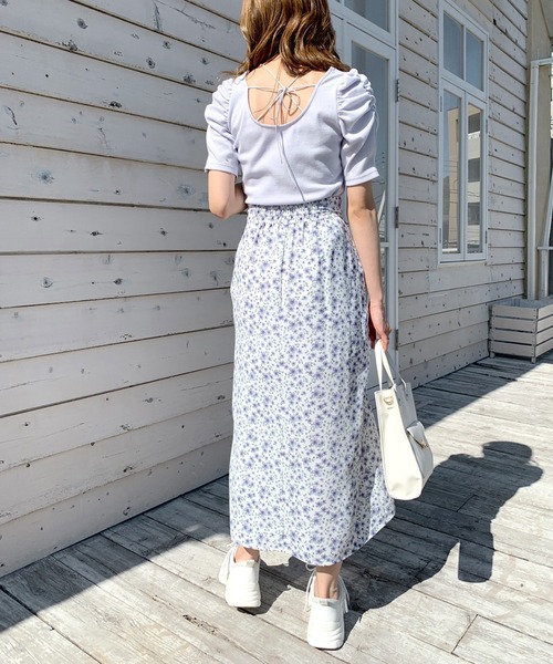 OLIVE des OLIVE（オリーブデオリーブ）の「ドロストドレープナロースカート（スカート・レディース・オフホワイト/アイボリー/ブラック/ブルー・FREE）」の13枚目の写真