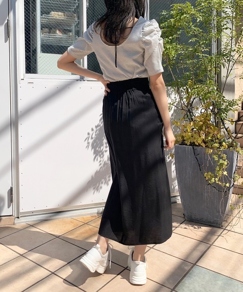 OLIVE des OLIVE（オリーブデオリーブ）の「ドロストドレープナロースカート（スカート・レディース・オフホワイト/アイボリー/ブラック/ブルー・FREE）」の22枚目の写真