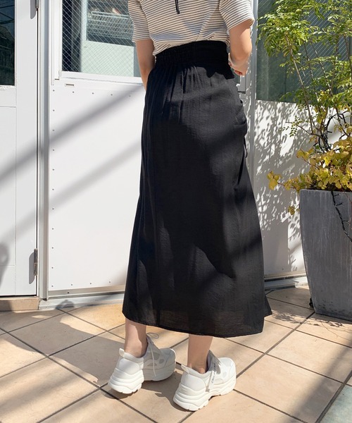 OLIVE des OLIVE（オリーブデオリーブ）の「ドロストドレープナロースカート（スカート・レディース・オフホワイト/アイボリー/ブラック/ブルー・FREE）」の7枚目の写真