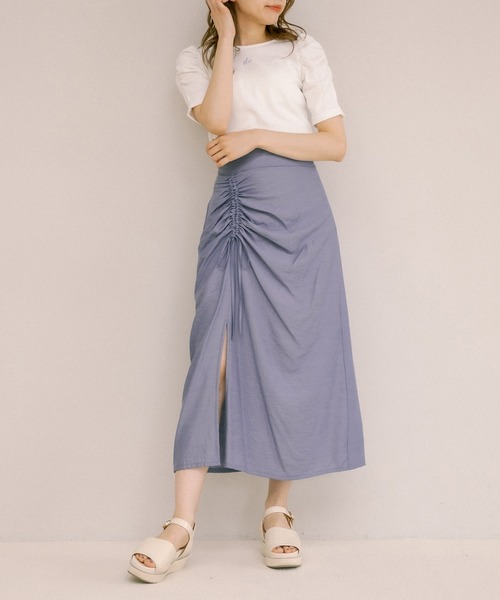 OLIVE des OLIVE（オリーブデオリーブ）の「ドロストドレープナロースカート（スカート・レディース・オフホワイト/アイボリー/ブラック/ブルー・FREE）」の15枚目の写真