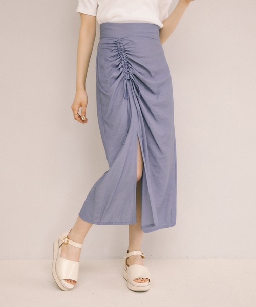 OLIVE des OLIVE（オリーブデオリーブ）の「ドロストドレープナロースカート（スカート・レディース・オフホワイト/アイボリー/ブラック/ブルー・FREE）」の11枚目の写真