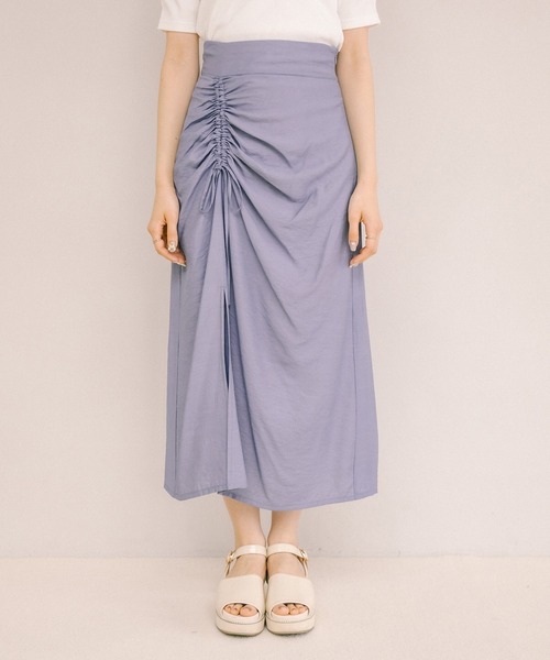 OLIVE des OLIVE（オリーブデオリーブ）の「ドロストドレープナロースカート（スカート・レディース・オフホワイト/アイボリー/ブラック/ブルー・FREE）」の8枚目の写真