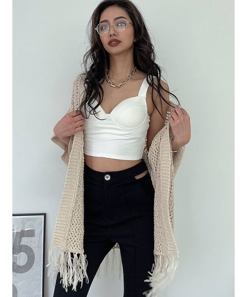 GYDA（ジェイダ）の「テープヤーンガウン（カーディガン/ボレロ・レディース・アイボリー/ライトグリーン/ベージュ・FREE）」の7枚目の写真