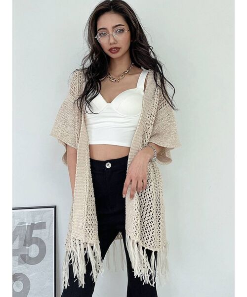 GYDA（ジェイダ）の「テープヤーンガウン（カーディガン/ボレロ・レディース・アイボリー/ライトグリーン/ベージュ・FREE）」の10枚目の写真