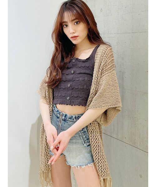 GYDA（ジェイダ）の「テープヤーンガウン（カーディガン/ボレロ・レディース・アイボリー/ライトグリーン/ベージュ・FREE）」の5枚目の写真