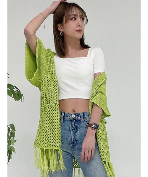 GYDA（ジェイダ）の「テープヤーンガウン（カーディガン/ボレロ・レディース・アイボリー/ライトグリーン/ベージュ・FREE）」の20枚目の写真