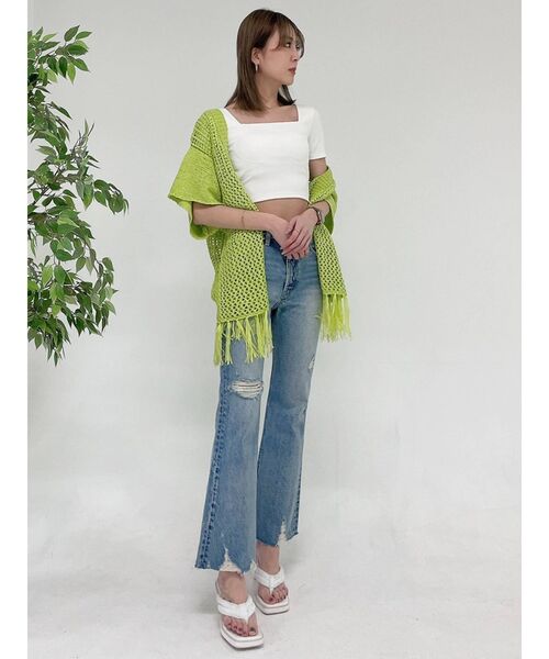 GYDA（ジェイダ）の「テープヤーンガウン（カーディガン/ボレロ・レディース・アイボリー/ライトグリーン/ベージュ・FREE）」の14枚目の写真
