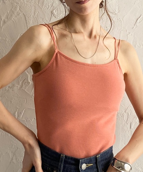 She's Closet（シーズクローゼット）の「カップ付きダブルストラップブラキャミソール（キャミソール・レディース・アイボリー/ブラック/モカ/ラベンダー/ブルー/テラコッタ/グリーン/サンドベージュ/チャコール/セージグリーン/グレイッシュブルー/オフホワイト/サーモンピンク・FREE）」の13枚目の写真