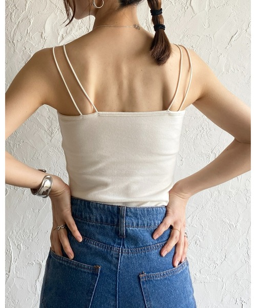 セール】カップ付きダブルストラップブラキャミソール