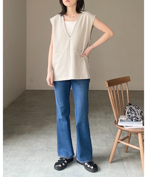 She's Closet（シーズクローゼット）の「カップ付きダブルストラップブラキャミソール（キャミソール・レディース・アイボリー/ブラック/モカ/ラベンダー/ブルー/テラコッタ/グリーン/サンドベージュ/チャコール/セージグリーン/グレイッシュブルー/オフホワイト/サーモンピンク・FREE）」の16枚目の写真