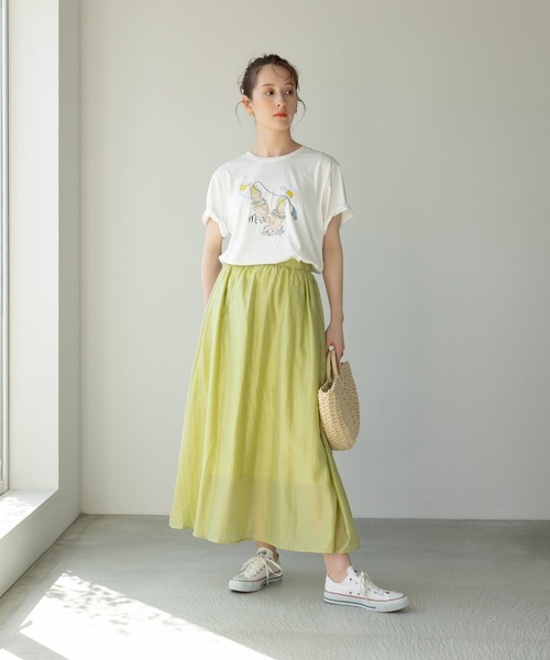 fifth（フィフス）の「ソフトシアーフレアスカート（スカート・レディース・ピンク/ブラウン/グリーン・M）」の3枚目の写真