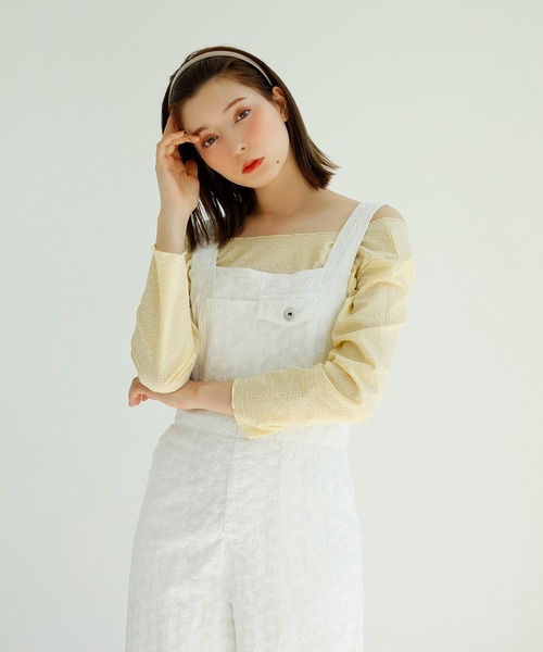 one after another NICE CLAUP（ワンアフターアナザーナイスクラップ）の「CUTEサロペ（サロペット/オーバーオール・レディース・ブラック/オフホワイト/インディゴブルー・FREE）」の2枚目の写真