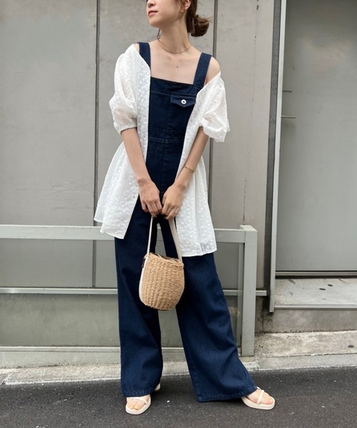 one after another NICE CLAUP（ワンアフターアナザーナイスクラップ）の「CUTEサロペ（サロペット/オーバーオール・レディース・ブラック/オフホワイト/インディゴブルー・FREE）」の3枚目の写真