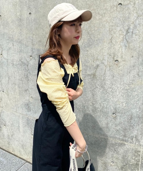 one after another NICE CLAUP（ワンアフターアナザーナイスクラップ）の「CUTEサロペ（サロペット/オーバーオール・レディース・ブラック/オフホワイト/インディゴブルー・FREE）」の8枚目の写真