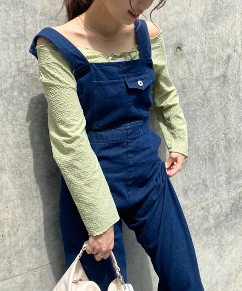 one after another NICE CLAUP（ワンアフターアナザーナイスクラップ）の「CUTEサロペ（サロペット/オーバーオール・レディース・ブラック/オフホワイト/インディゴブルー・FREE）」の10枚目の写真