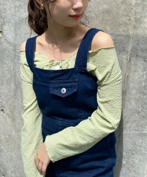 one after another NICE CLAUP（ワンアフターアナザーナイスクラップ）の「CUTEサロペ（サロペット/オーバーオール・レディース・ブラック/オフホワイト/インディゴブルー・FREE）」の14枚目の写真