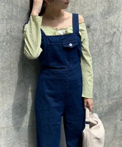 one after another NICE CLAUP（ワンアフターアナザーナイスクラップ）の「CUTEサロペ（サロペット/オーバーオール・レディース・ブラック/オフホワイト/インディゴブルー・FREE）」の16枚目の写真