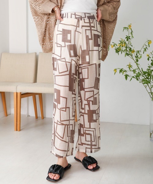 Bou Jeloud（ブージュルード）の「【WEB限定】幾何学柄ストレートパンツ（その他パンツ・レディース・ブラック/ブラウン/オフホワイト・FREE）」の2枚目の写真