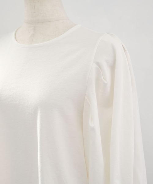 ＡＮＤＪ（アンドジェイ）の「タックボリューム袖Tシャツ（Tシャツ/カットソー・レディース・オフホワイト/ブラック・M）」の12枚目の写真