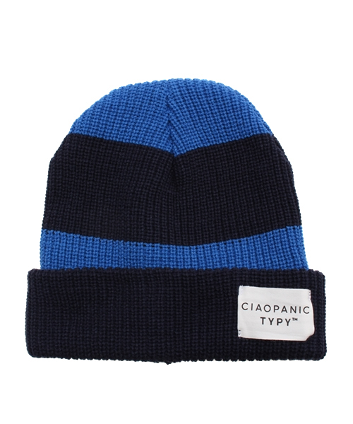 CIAOPANIC TYPY(チャオパニックティピー)の「コットン混ボーダーリブニットワッチ(ニットキャップ/ビーニー・メンズ・ホワイト/ネイビー・FREE)」の2枚目の写真