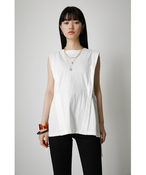 AZUL by moussy（アズールバイマウジー）の「SIDE RIBBON TANK TOP/サイドリボンタンクトップ（タンクトップ・レディース・ブラック/ホワイト/ライトカーキ・SMALL/MEDIUM）」の9枚目の写真