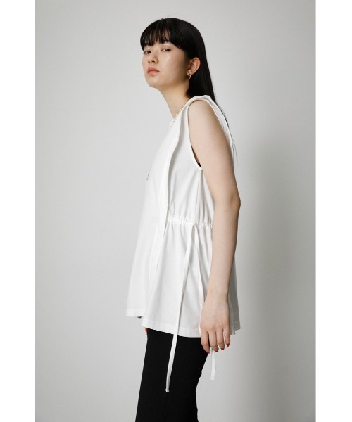 AZUL by moussy（アズールバイマウジー）の「SIDE RIBBON TANK TOP/サイドリボンタンクトップ（タンクトップ・レディース・ブラック/ホワイト/ライトカーキ・SMALL/MEDIUM）」の10枚目の写真
